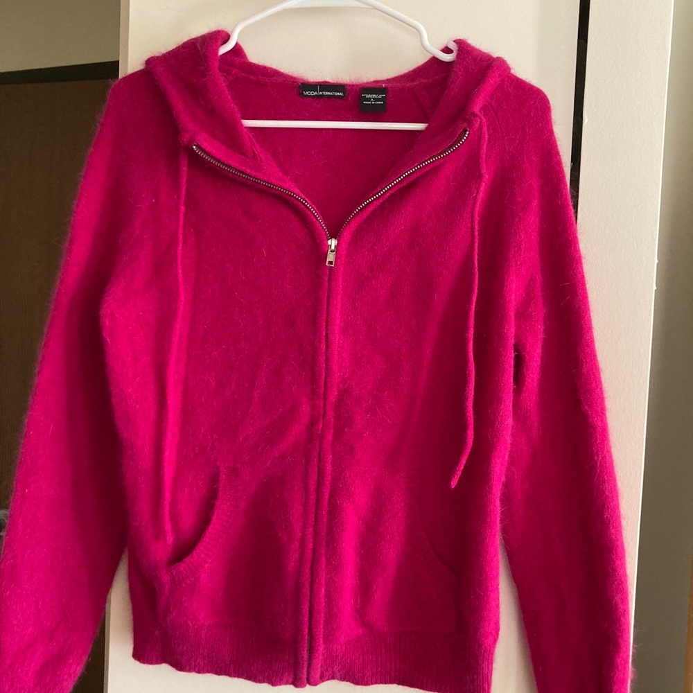 Moda International Victoria's Secret Fuchsia Zip Up Hoodie, ,size L